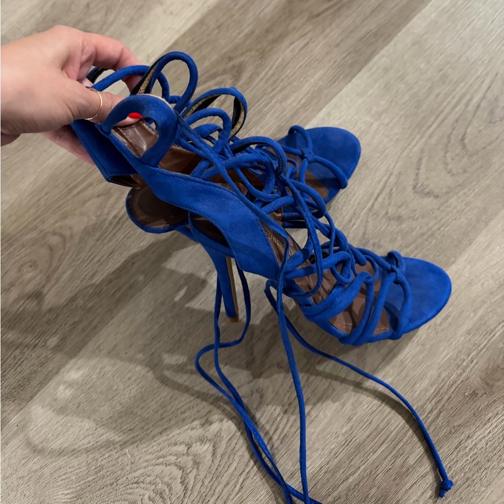 Shoe Republic LA Vibrant Blue Lace-Up Heels